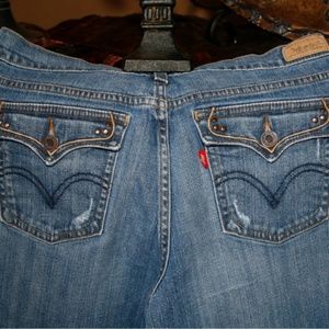 Levi's 515 Distressed Boot Cut Blue Jeans Size 6